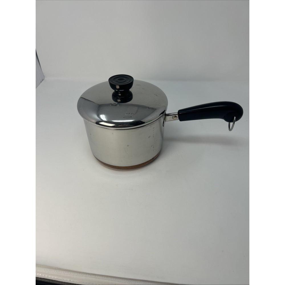 Vintage Revere Ware 2 Qt Stainless Steel Copper Clad Saucepan with Matching Lid
